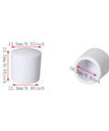 Eight Pack White Door Stop Bumper Tips Made From Durable Rubber For Door And Wall Protection fits dimensions labeled in image.
