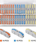 34 Piece Quick Connect Wire Splice Kit With Lever Nut Connectors For Easy No Fuss Wiring Of AWG 28 To 12 1 In 1 Out Inline Terminals