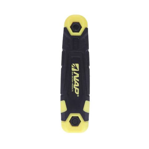 Top view of NAP branded Archery Hex Key Tool Set for quick sight adjustments and bow maintenance with durable steel wrench.