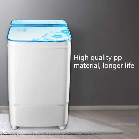 No Sweat Portable Washer With Easy Turn Timer Semi Auto Laundry Machine featuring a blue frosted glass lid and compact design.