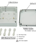 IP67 Waterproof Junction Box ABS Plastic Outdoor DIY Electrical Enclosure Weatherproof Dustproof Project Box 125mm Square 75mm Deep Rugged Housing For Electronics And Small Projects, open lid and gasket