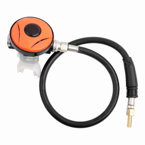 Go To Second Stage Scuba Regulator For Easy Breathing Adjustable Regulator Explorer with orange body and black hose