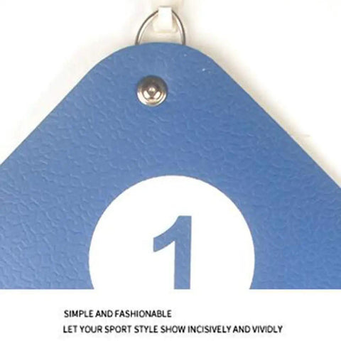 Close-up of a blue target with number 1 from Wall Mounted Fencing Target With Five Bullseyes For Training, Dope Leather Pad On Solid Wood Backing