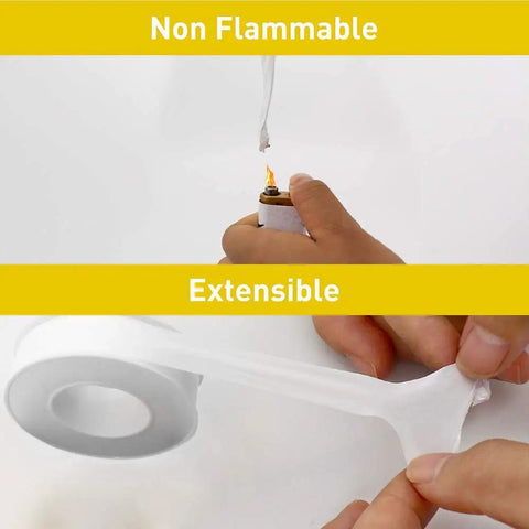 Plumbing Pro Thread Seal Tape For Leaks, PTFE Pipe Sealant Tape For Water Lines being shown as non-flammable and flexible.