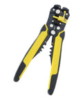 Compact ABS Cable Stripper Crimping And Cutting Tool Easy Grip Ergonomic Handle Wire Cutter close-up showing yellow and black design.