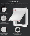 Rock Solid 2 Pack 12X12 Inch Metal Access Panels With Strong Magnetic Latch, showing aluminum alloy maintenance port details.