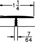 Illustration showing dimensions for White One And A Half Inch By One Hundred Foot Center Barb Tee Molding T Molding Hobbyist Pack DIY Friendly For Small Projects Arcade Machines And Tables Durable Plastic Trim For Pool Tables Cabinets And Furniture Edges.