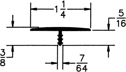 White T Molding Roll 1 1/4 X 100 Foot Straight Up Tough Flex Polyethylene edge banding detailed diagram with measurements.