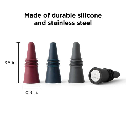 Preserve Your Opened Bottles With This Game Changing Set Of Four Multicolor Wine Stoppers Crafted From Food Grade Silicone And Stainless Steel For An Airtight Seal That Keeps Wine And Drinks Crisp At Any Party Chill Hangout Or Just Everyday Cool Vibes