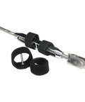 Locking Wrap Pins for Open Body Turnbuckles 5/16 Inch and 3/8 Inch, Hook and Loop Pin Locks, 2 Pack, Black, shown with turnbuckle.
