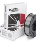 NR-211 0.030 MIG Welding Wire, 10 Lb Spool For Mild Steel next to packaging showing Lincoln Electric logo