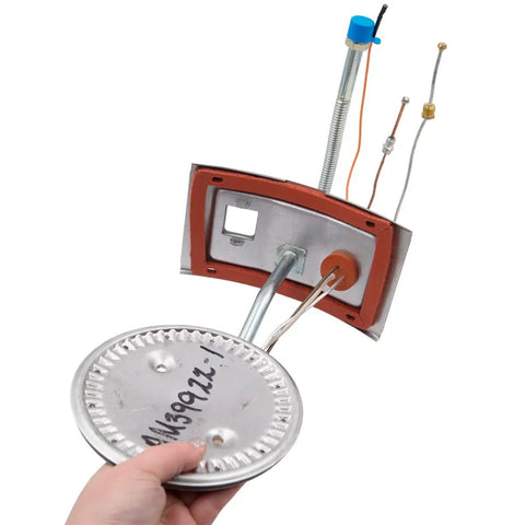 Hand holding Natural Gas Water Heater Burner Assembly Kit RG40S-40 NG DIY Friendly Replacement Part For Easy Install