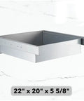 Heavy Duty Prep Work Table Drawer With Slick Ball Bearing Slides 22 X 20 Inches stainless steel front with open side view.