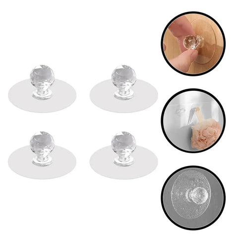 Image of 4 Pack Round Cabinet Pulls And Drawer Knobs No Drill Invisible Door Handles For Furniture Glass Door Compatible Easy Install