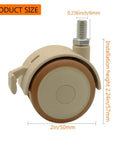 Heavy Duty 2 Inch Swivel Caster Wheels With Brakes 4 Pack Replacement Furniture Casters showing wheel size and M6 threaded stem.