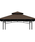 5 By 8 Outdoor BBQ Gazebo Replacement Top Canopy, Double Layer Brown 100% Polyester Weatherproof Cover That Blocks Rain And UV Rays For Model L-GG001PST-F, shown from the front.
