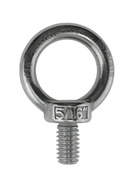 Set Of Four Beefy Marine Grade Stainless Steel Lifting Eye Bolts Five Sixteenth Inch UNC AISI 316 18 Pitch Heavy Duty Load