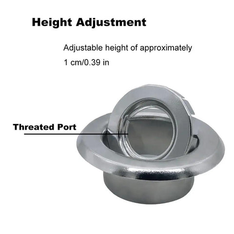 Six Pack Heavy Duty Fire Sprinkler Head Covers With Slick Electroplated Coating And Adjustable Height Flush Mount Design showing height adjustment feature.