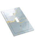 Totally Dope Grey And Gold Marble Single Toggle Switch Cover Plate With Bold Abstract Patterns Durable Plastic Wall Decor, 3D view.