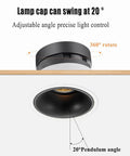 Close-up of adjustable lamp cap on 9 Pack Ultra Thin LED Recessed Downlights With Aluminum Housing And Adjustable Eyeball Trim.