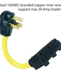 Beefy Heavy Duty Dryer 10-30P Male To Triple 5-15R Female Outlet Adapter 125V with yellow 10 AWG copper wire