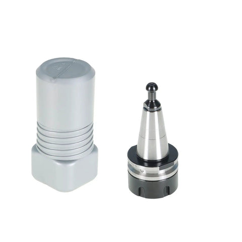 ISO30 CNC Tool Holder With ER32-45L Balance Collet Chuck G2.5 30000RPM Stainless Steel Pull Stud Milling Lathe Tool For CNC Engraving And Milling Machines Built Tough, shown next to its protective case.