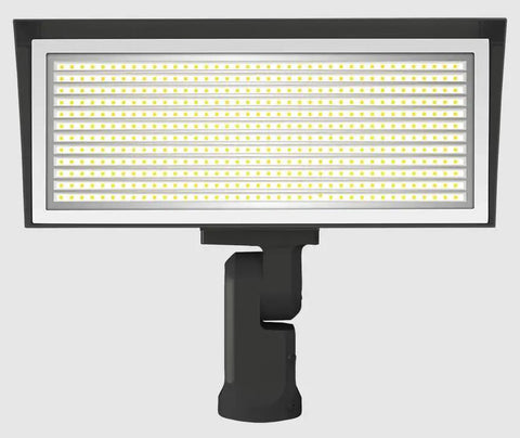 Zero Hassle Led Floodlight Featuring Adjustable Wattage And Switchable 4000K Or 5000K Kelvin Tones, bronze housing, powerful illumination.