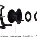 Rock Solid Polymer Cable Reel For Optical Fiber Management Heavy Duty Portable Spool parts including bracket, body, and axis.