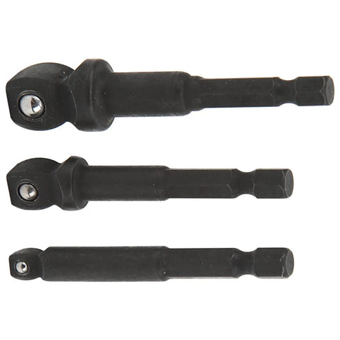 Get A Durable Chrome Vanadium Socket Adapter Kit That Fits Your Electric Drill For Quick Fixes And DIY Projects With Secure 1/2 3/8 And 1/4 Inch Versatile Drive Adaptors Built Tight For Real Tough Stuff, 3-piece drill adapters