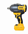 Heavy Duty 1/2 Inch Brushless Cordless Impact Wrench delivers 890 Ft Lbs, showing side view with ergonomic grip and yellow accents.