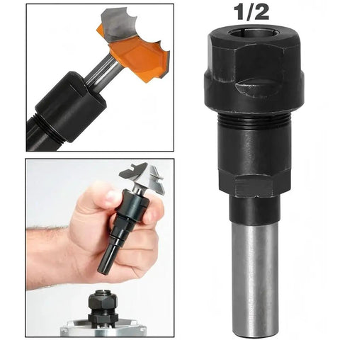Heavy Duty Rock Solid Half Inch Shank Router Bit Collet Extension Adapter For Half Inch Shank Bits With Lever Clamp For Reduced Wobble And Precise Long Lasting Routing Performance