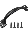 4 Pack Black Pull Handles Vintage Barn Door Style For Cabinets Drawers Dressers Cupboards And Closets With Mounting Screws Durable Metal Gate Pull Handles For Furniture 4 Inch Length