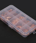 Pro Solid Copper Flat Washers M5 To M14 Assorted Hardware Kit 200 Pieces Heavy Duty For Plumbing Auto And Industrial Work With Insulator box