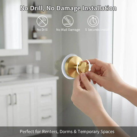 Hands installing Heavy Duty Suction Cup Hooks For Shower Stainless Steel No Drill Mounts With Strong Vacuum Grip Waterproof