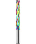 Router bit, rainbow TAC-coated solid carbide upcut spiral, 5-inch length, 1/2-inch shank for woodworking mortise slot cutting