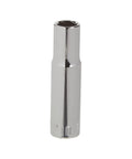 Deep Metric Socket For Three Eighths Inch Drive 6 Point 10mm With Full Polish Chrome Finish visible standing upright