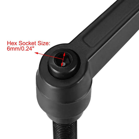Close-up of M12 X 25mm Quick Change Clamping Knob With Push Button Ratchet Lever showing 6mm hex socket detail.