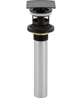 Square Push Pop Up Drain With Overflow For Matte Black Bathroom Faucets, All Metal Construction, Built To Last, Easy Install