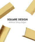 Champagne Gold Drawer Edge Pulls 30 Pack Aluminum Finger Pull Handles square design and smooth edges close-up