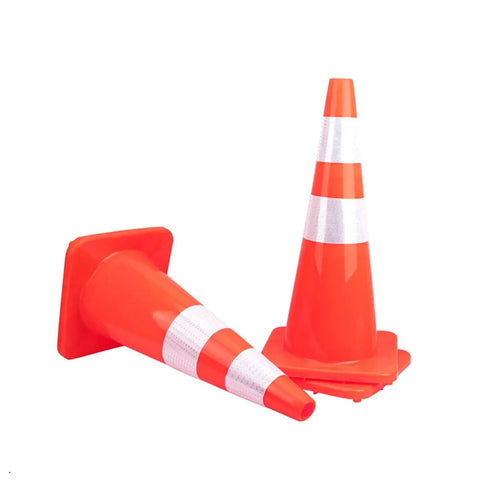 Heavy Duty 28 Inch Traffic Cones Set Of 12 PVC Safety Cones For Roads Parking Lots And Construction Sites Orange With Reflective Tape Weighted Hazard Markers Field Markers And Barriers For Smart Traffic Guidance, one upright and one laying down