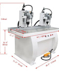Double Station Pneumatic Hinge Boring Machine for Woodworking 48-6 with dual motors and adjustable hinge drilling setup.
