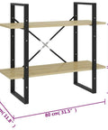 Two-Tier Book Cabinet In Sonoma Oak Finish Made From Engineered Wood with dimensions 31.5 x 11.8 x 27.6 inches