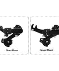 Rear Derailleur For Mountain Bike With Direct Hanger Mount, 6 7 Speed Compatible, aluminum alloy shown in direct and hanger mount options.