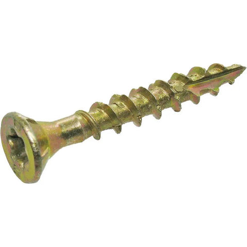 Workhorse Size 8 X 1-1/4 In Wood Screws With T25 Star Drive And Yellow Zinc Finish, showing a heavy duty construction fastener.