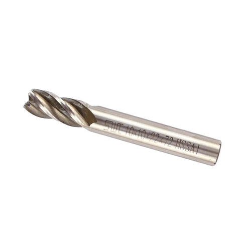 End mill cutter, 10 mm diameter, 4-flute, high-speed steel, straight shank for CNC milling
