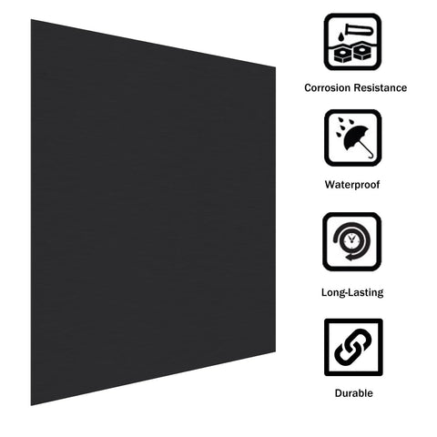 Front view of black anodized aluminum sheet metal, 12x12 in, 1/32 in thick, engraving blank