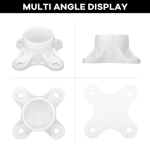 Set Of 25 White PVC Flanges For Half Inch Pipes DIY Rod Holder And Shelving Fittings Table Mount Caps Display Multiple Angles