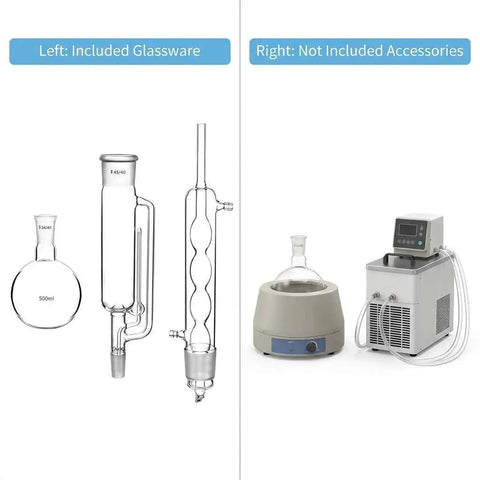 Soxhlet Extraction Set 500ml 45 To 40 And 24 To 40 Lab Glassware Must Have for botanical extraction, reflux and chemistry experiments.