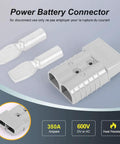 Beefy 350A Battery Connector For 2/0 AWG Cables Gray Color, Ideal For Forklift Recovery Winches And Towing Systems, Delivers 350 Amps Continuously At Up To 600V, Must Pair Only With The Same Color And Type For Safe Use.