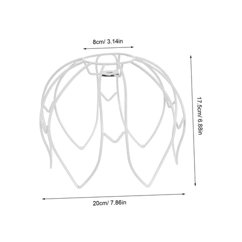 DIY Flower Wire Light Cage Frame For Pendant Lamps Built From Heavy Duty Iron, Vintage white wire shade frame, 20cm diameter.